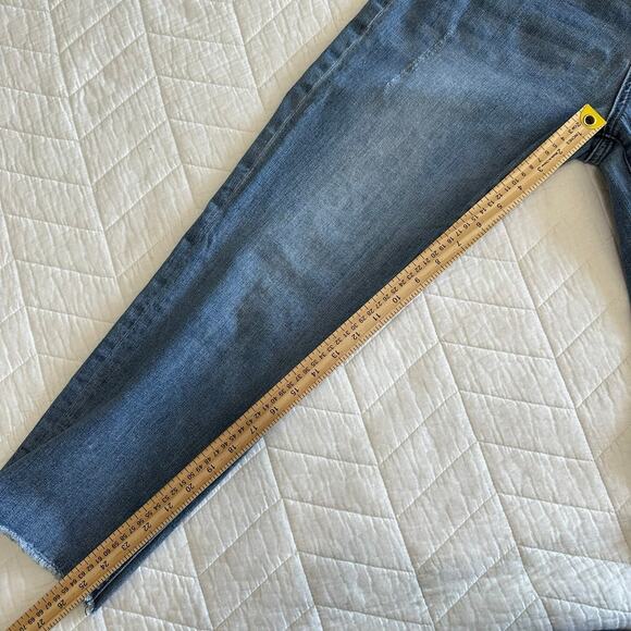Kut From The Kloth Amy Mid Rise Cropped Straight Leg Jeans Blue Denim | Size 12 - Picture 12 of 13